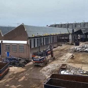 Foto van de sloop van de oude remise Scheveningen Foto van de sloop van de oude remise Scheveningen