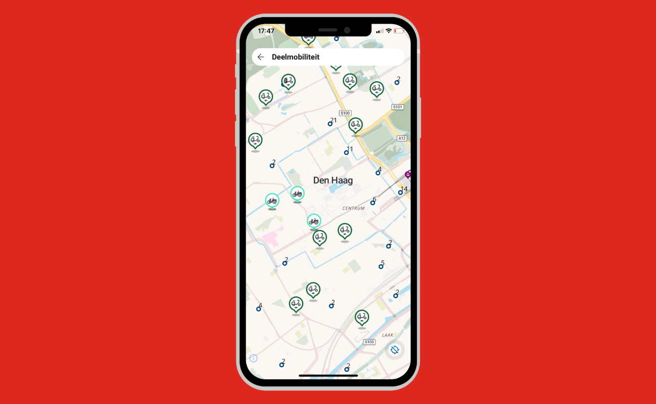 HTM app deelmobiliteit kaart